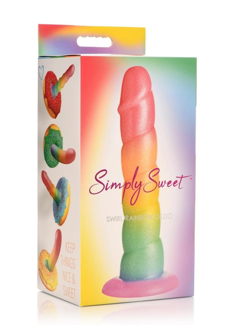 Simply Sweet Swirl Silicone Rainbow Dildo - Multicolor