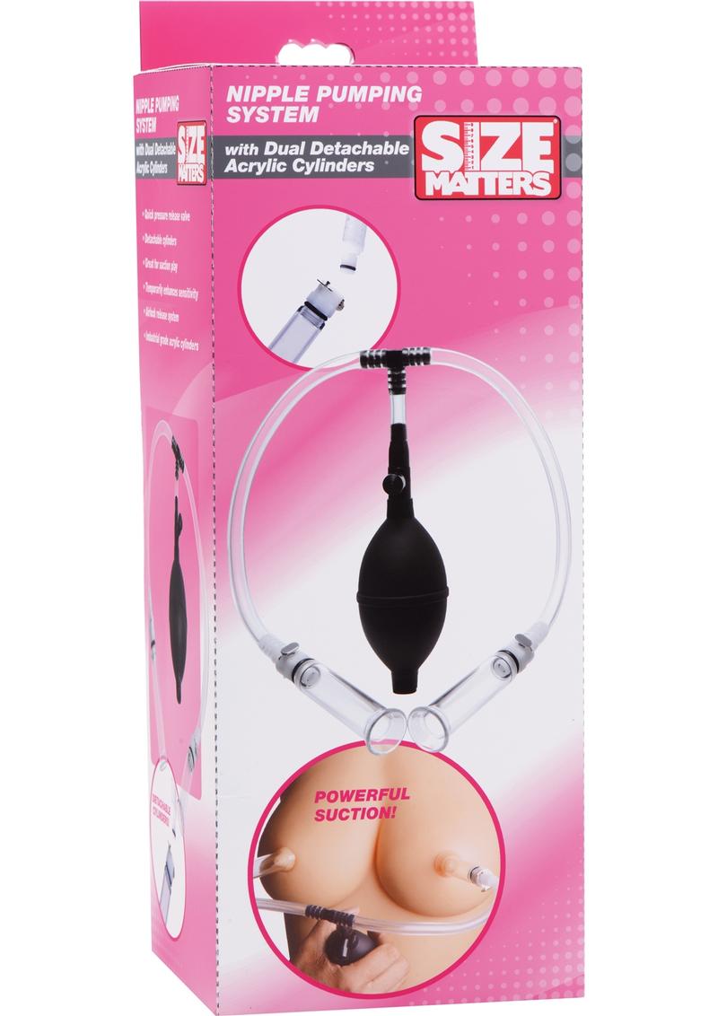 Size Matters Nipple Pumping System with Dual Cylinders - Black/Clear