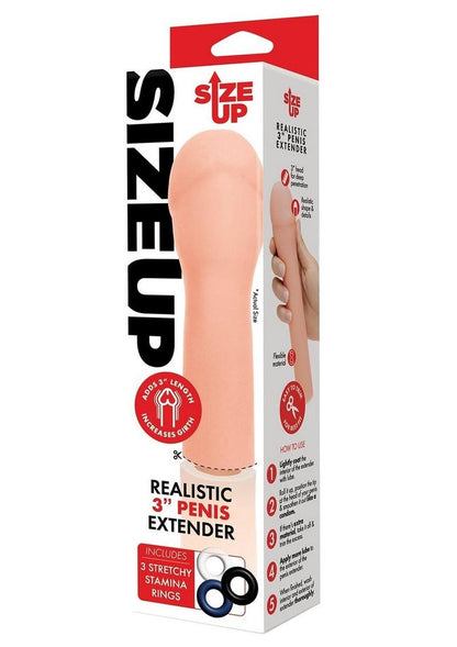 Size Up Extra Realistic Penis Extender - Vanilla - 3in