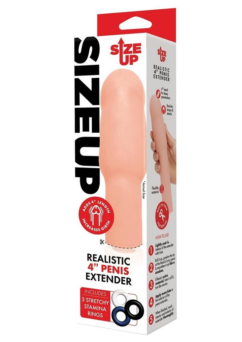 Size Up Extra Realistic Penis Extender - Vanilla - 4in