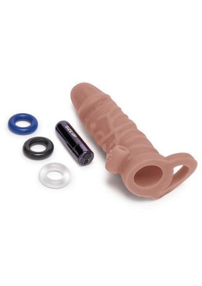 Size Up Silicone Vibrating Realistic Penis Extender with Ball Loop