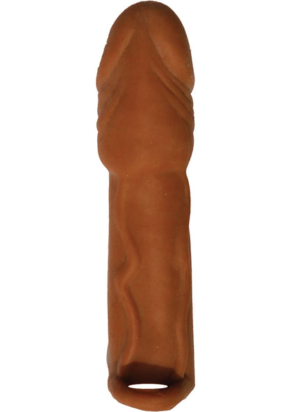 Skinsations Latin Lover Husky Lover Extension Sleeve with Scrotum Strap - Caramel - 7in