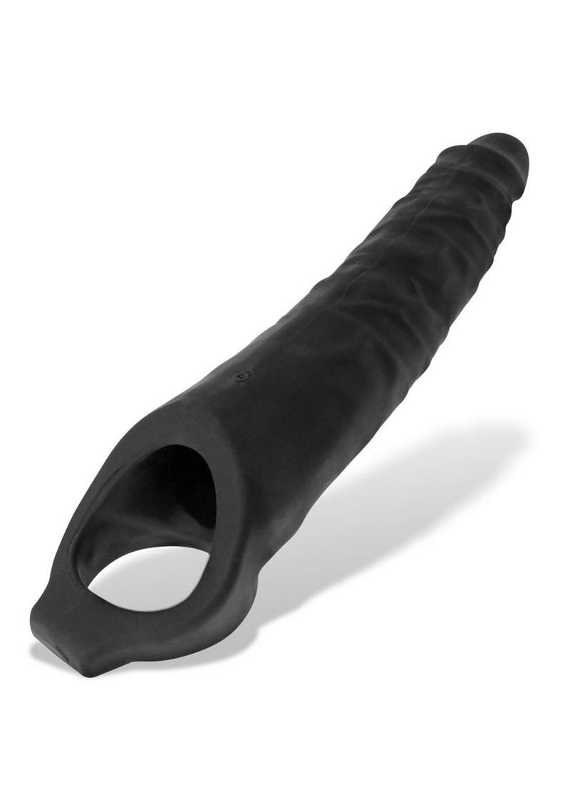 Snake Deep-Reacher Silicone Cocksheath - Black/Black Ice