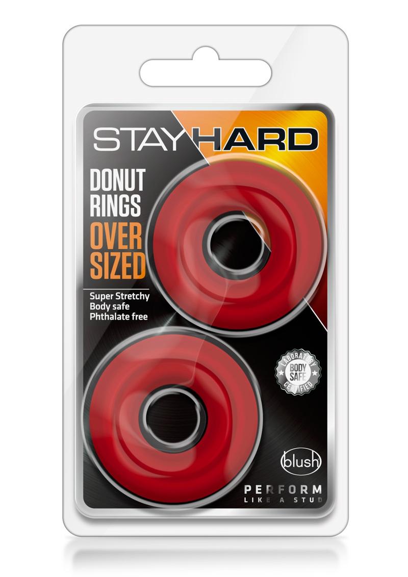 Stay Hard Donut Cock Rings Oversized - Red - 2 Pack