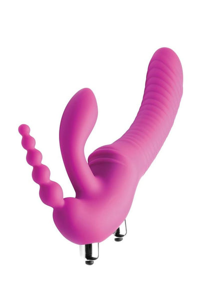 Strap U Regal Rider Vibrating Silicone Strapless Strap-On Triple G 6in Dildo