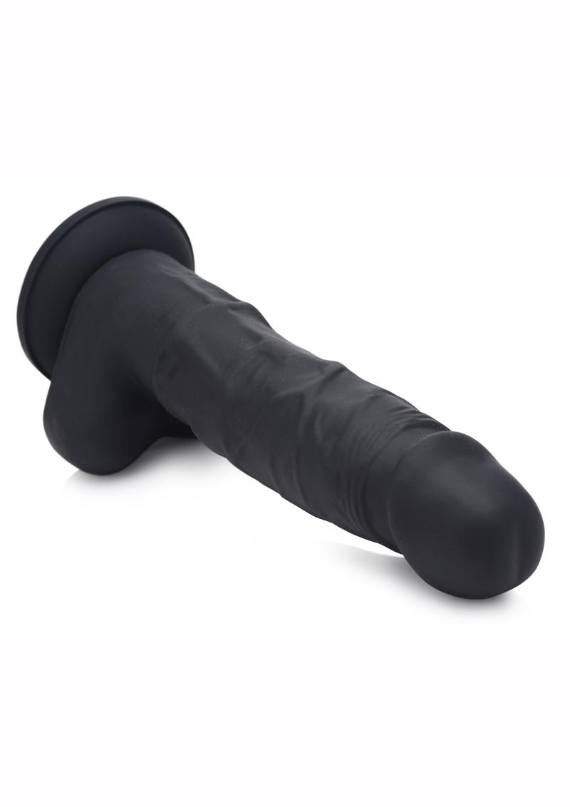 Strap U Silicone Dildo with Balls - Black