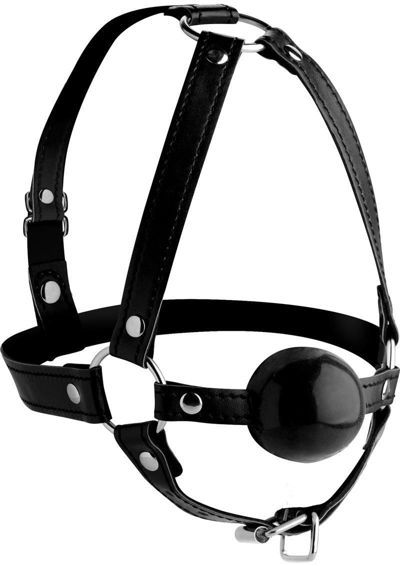 Strict Head Harness with Ball Gag - Black - 1.5in