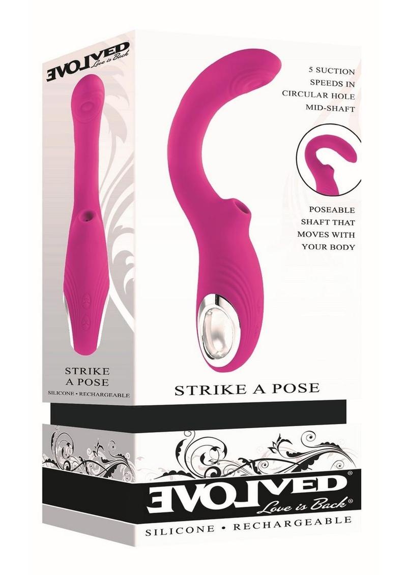 Strike A Pose Rechargeable Silicone Dual Vibrator - Red