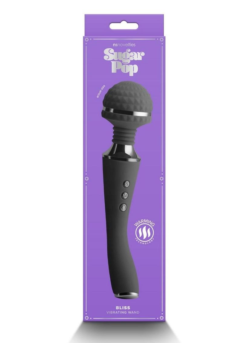 Sugar Pop Bliss Rechargeable Silicone Wand Massager - Black