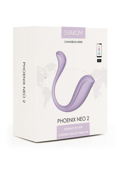 Svakom Phoenix Neo 2 Interactive Rechargeable Silicone Bullet Vibrator with Remote Control - Lavender