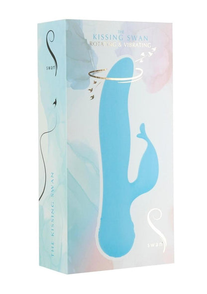 Swan The Kissing Swan Rechargeable Silicone Dual Action Rotate and Clitoral Vibrator - Blue