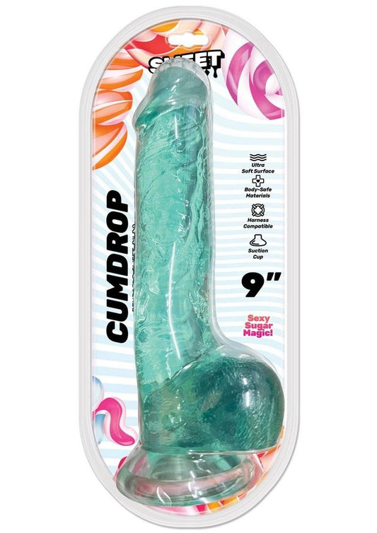 Sweet Sex Cum Drop Silicone Dildo - Aqua/Blue - 9in