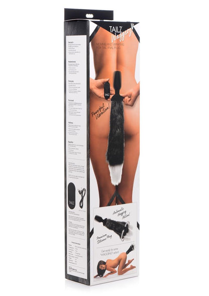 Tailz Moving and Vibrating Fox Tail - Black/Grey