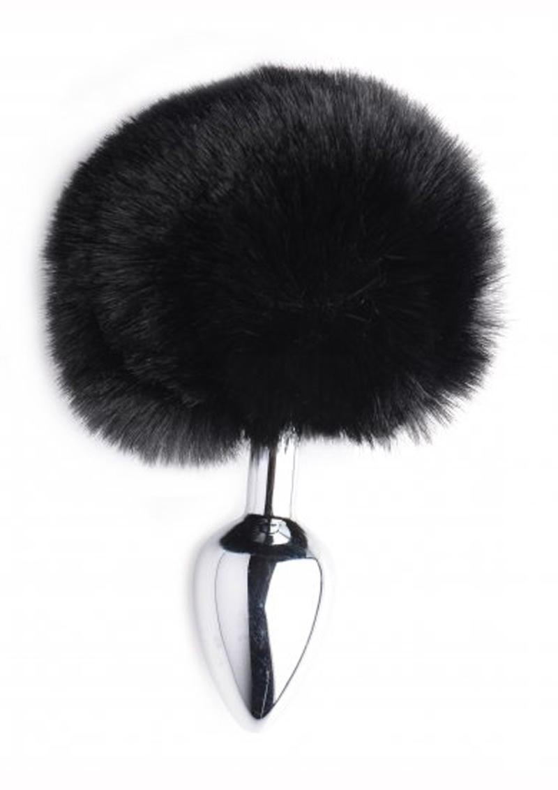 Tailz Onyx Bunny Tail Anal Plug - Black/Metal