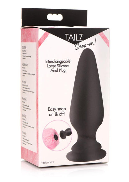 Tailz Snap-On Silicone Anal Plug - Black/Pink - Large