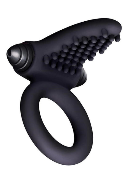 The 9's - S-Bullet Ring Tongue Silicone Vibrating Cock Ring