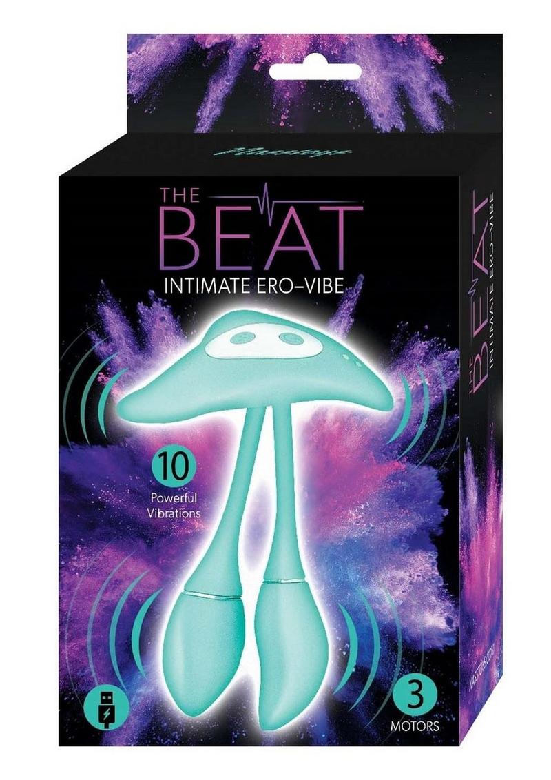 The Beat Intimate Ero-Vibe Rechargeable Silicone Vibrator - Aqua/Blue