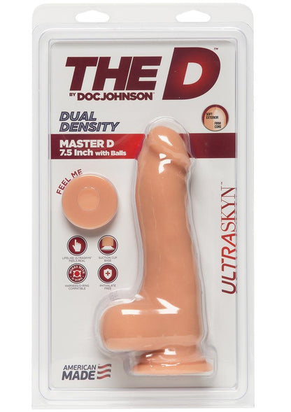 The D Master D Ultraskyn Dildo with Balls - Flesh/Vanilla - 7.5in