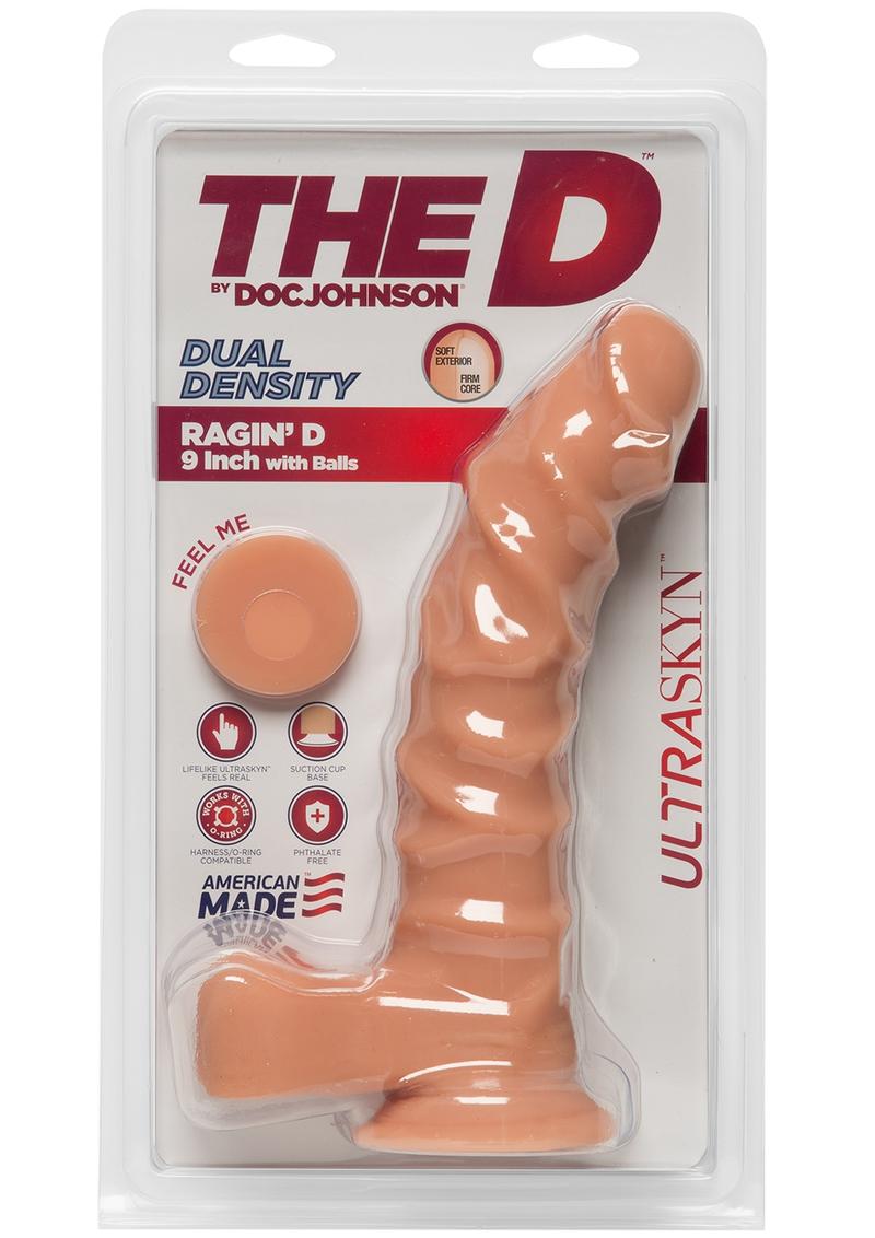 The D Ragin D Ultraskyn Dildo with Balls - Vanilla - 9in