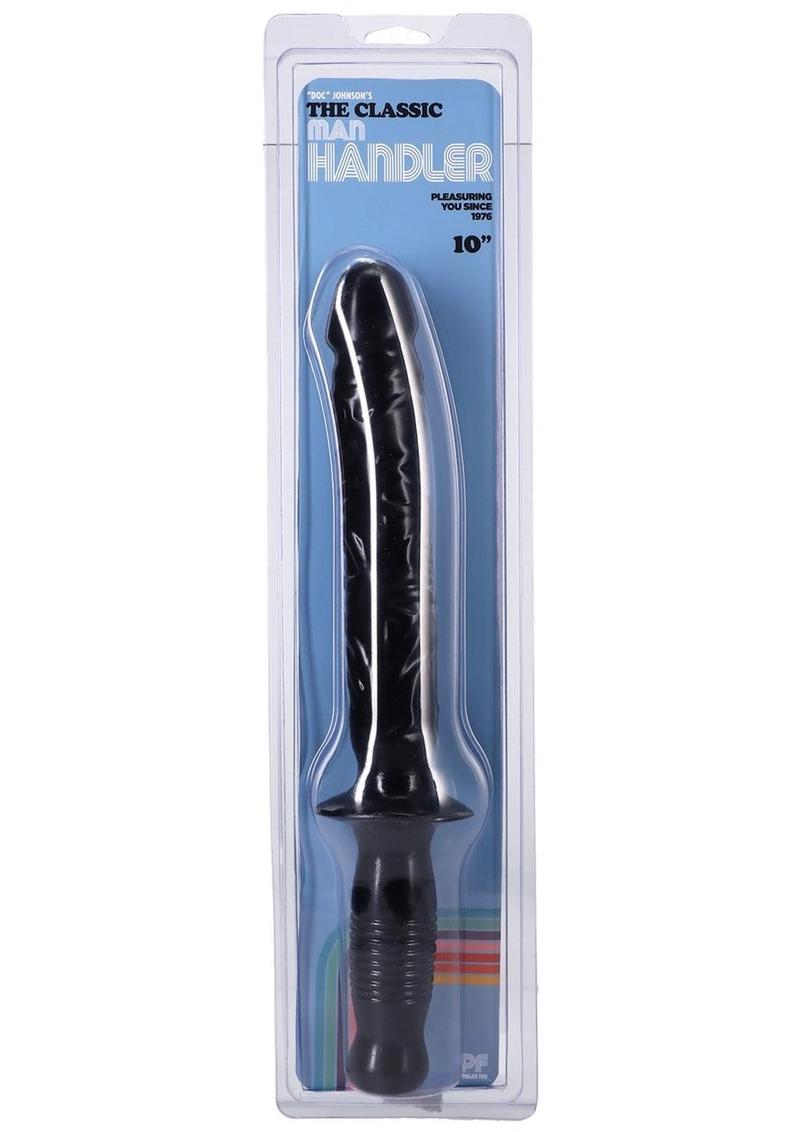 The Manhandler Dildo with Handle - Black - 10in