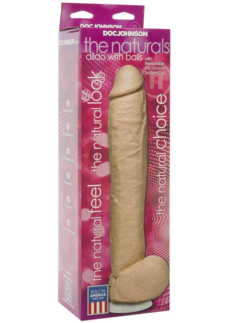 The Naturals Dildo with Balls - Vanilla - 12in