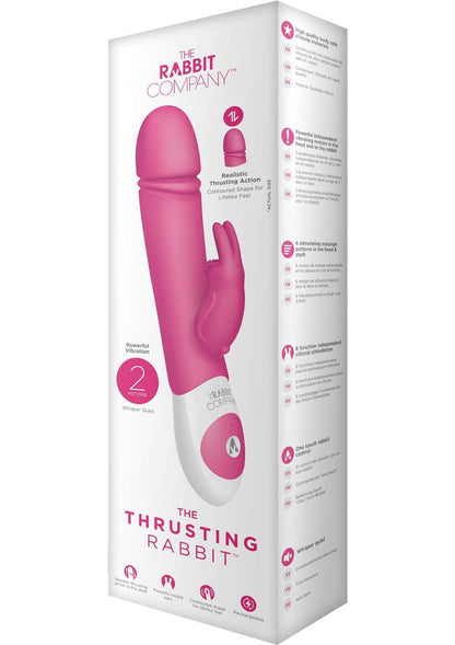 The Thrusting Rabbit Rechargeable Silicone Vibrator with Clitoral Stimulation - Pink