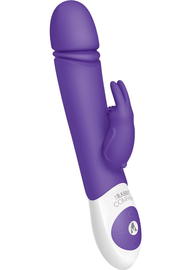 The Thrusting Rabbit Rechargeable Silicone Vibrator with Clitoral Stimulation - Purple