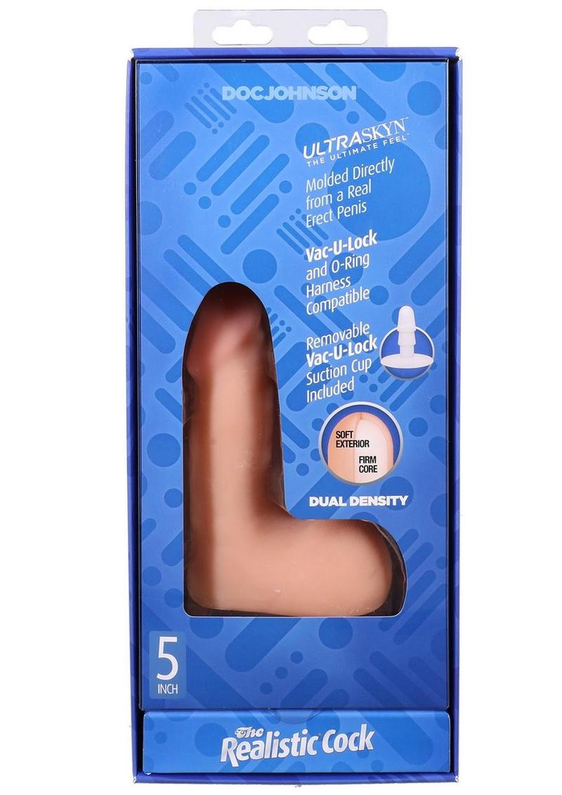 The Realistic Cock with Balls Ultraskyn Removable Vac-U-Lock Suction Cup - Vanilla - 5in