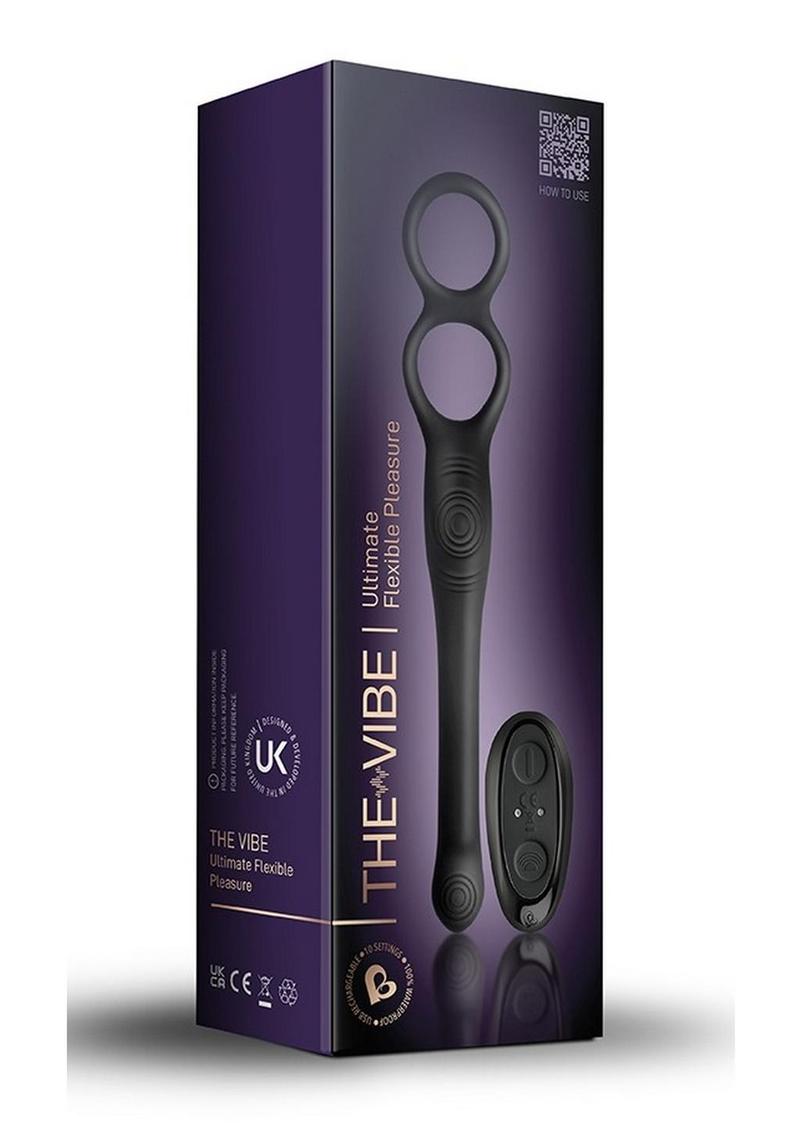 The-Vibe Silicone Rechargeable Anal Stimulator with Remote Control - Black/Silver