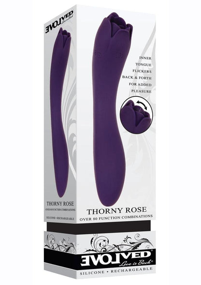 Thorny Rose Rechargeable Silicone Dual-End Vibrator - Purple