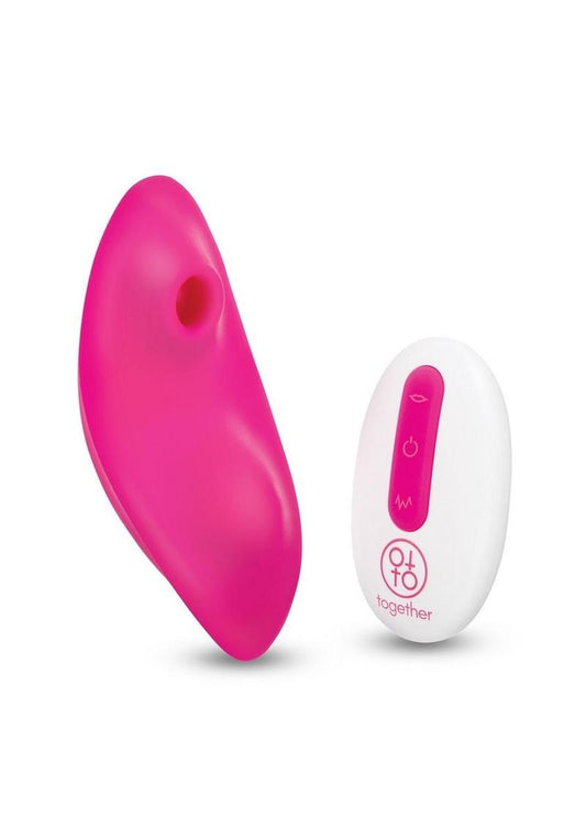 Together Toys Suck N' Go Rechargeable Silicone Clitoral Stimulator with Remote - Pink/White