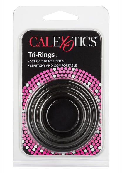 Tri Rings Cock Ring - Black - 3 Piece Set/Set