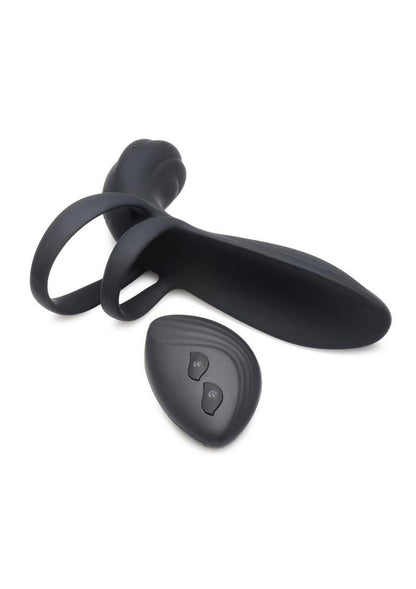 Trinity Men Rechargeable Silicone Vibrating Girth Enhancer with Remote Control