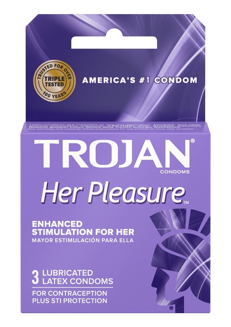 Trojan Her Pleasure Sensations Condom Lubricated - 3 Pack