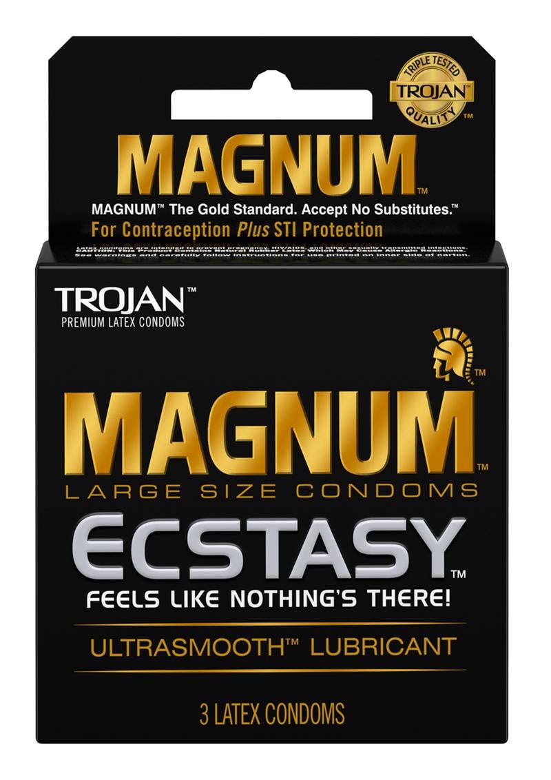 Trojan Magnum Ecstasy Ultra Smooth Lubricated Latex Condoms - 3-Pack