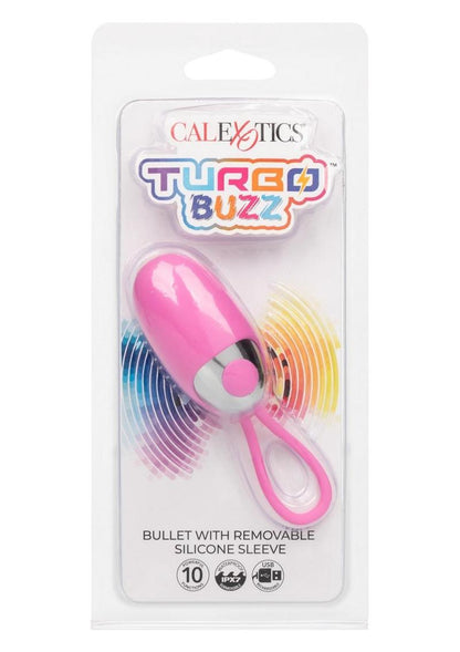 Turbo Buzz Rechargeable Bullet with Removable Silicone Sleeve - Pink