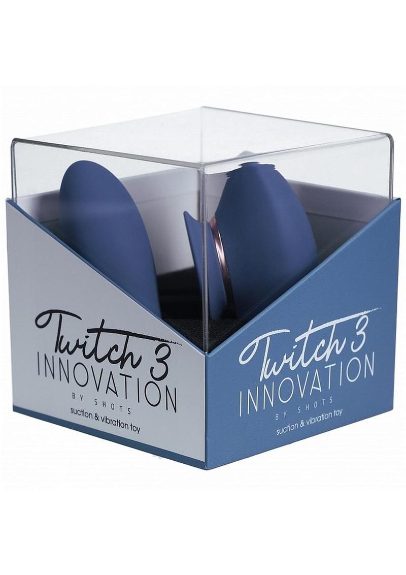 Twitch 3 Silicone Rechargeable Suction and Tongue Vibrator - Blue/Grey