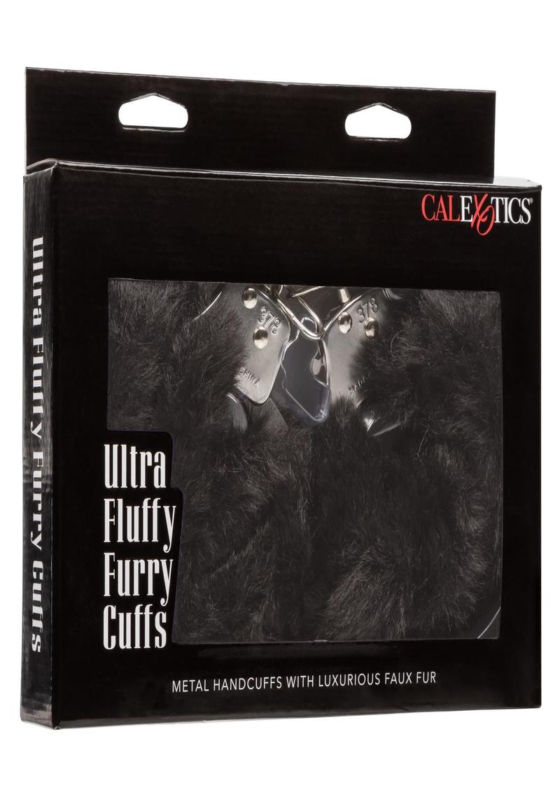 Ultra Fluffy Furry Cuffs - Black/Metal