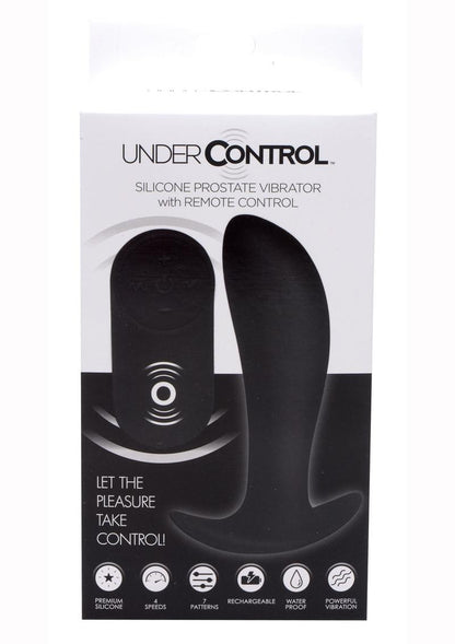 Under Control Rechargeable Silicone Prostate Vibrator with Remote Control - Black