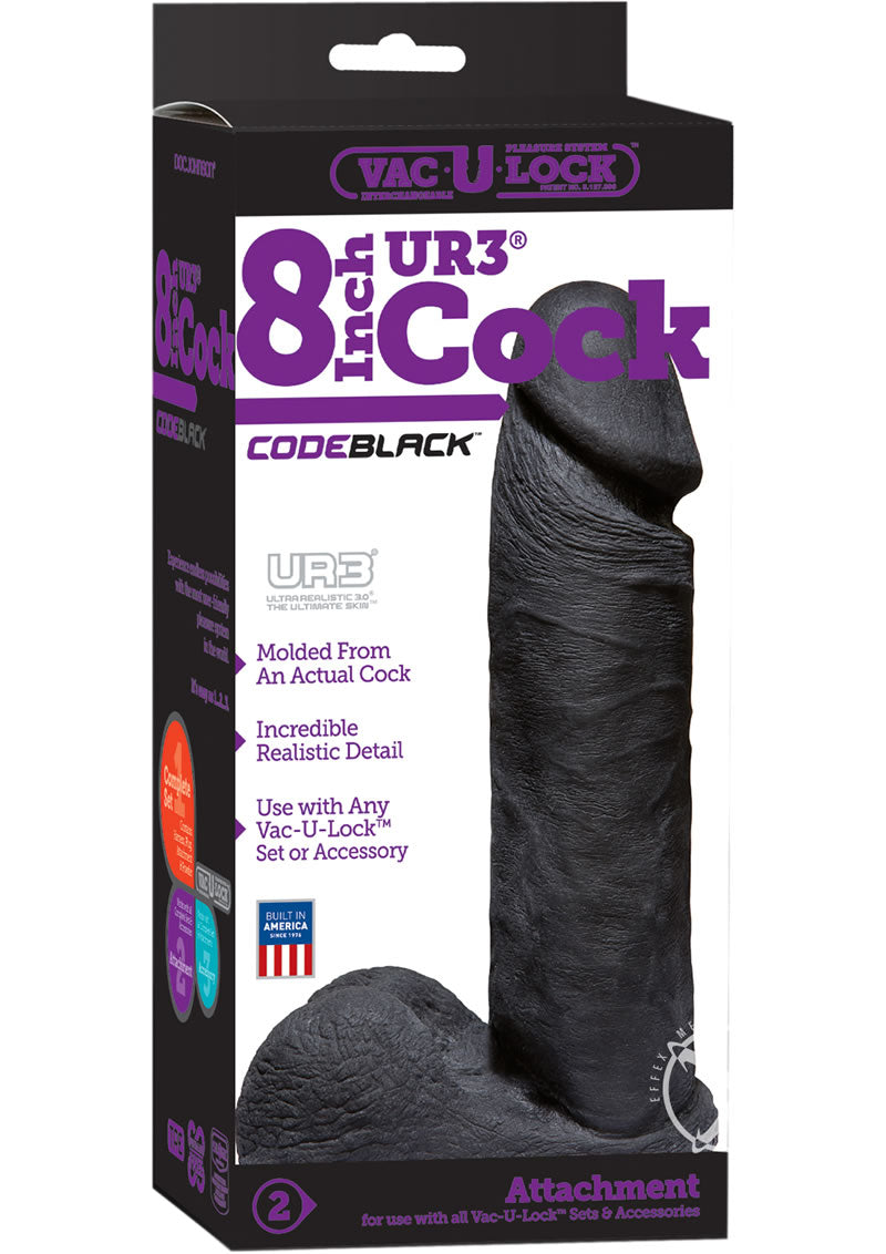 Vac-U-Lock Codeblack Ultraskyn Dildo - Black - 8in