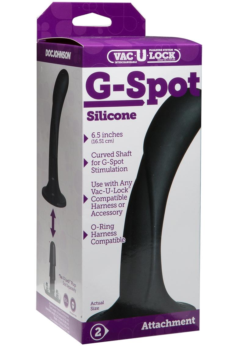 Vac-U-Lock G-Spot Silicone Dildo - Black - 6.5in