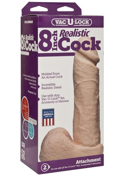 Vac-U-Lock Realistic Dildo - Vanilla/White - 8in