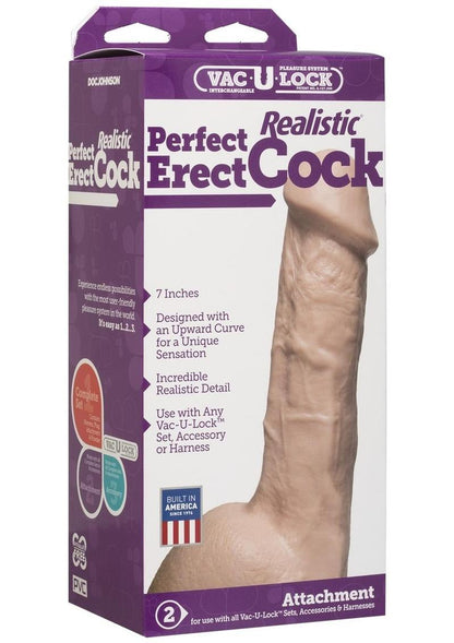 Vac-U-Lock Realistic Perfect Erect Cock Dildo - Flesh/Vanilla - 7in