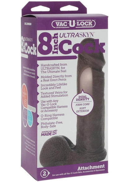 Vac-U-Lock Ultraskyn Dildo - Black - 8in