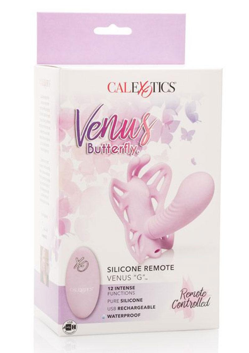 Venus Butterfly Venus G Silicone Rechargeable Strap-On with Remote Control - Pink