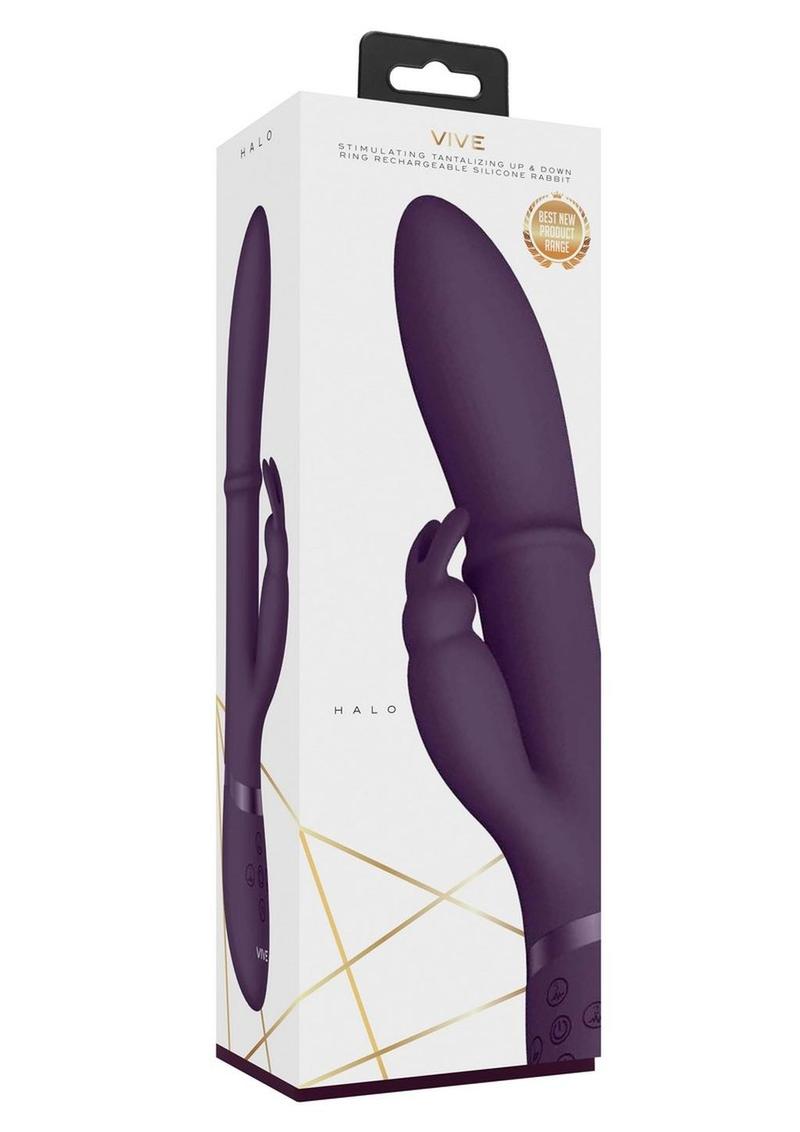 Vive Halo Rechargeable Silicone Ring Rabbit Vibrator - Purple