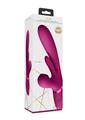 Vive Kura Rechargeable Silicone Triple Motor Thrusting G-Spot with Flapper and Air Wave Clit Stimulation Vibrator - Pink