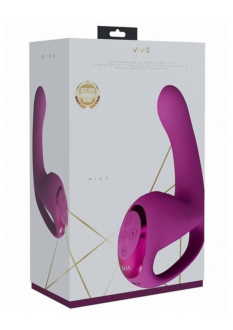 Vive Riko Rechargeable Silicone Triple Motor Thumper with Finger Motion Vibrator - Pink