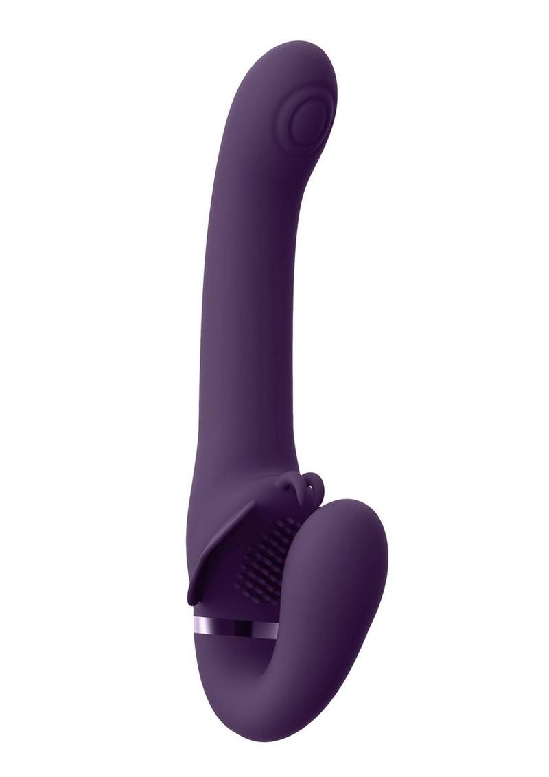 Vive Satu Rechargeable Silicone Pulse Wave and Vibrating Strapless Strap-On