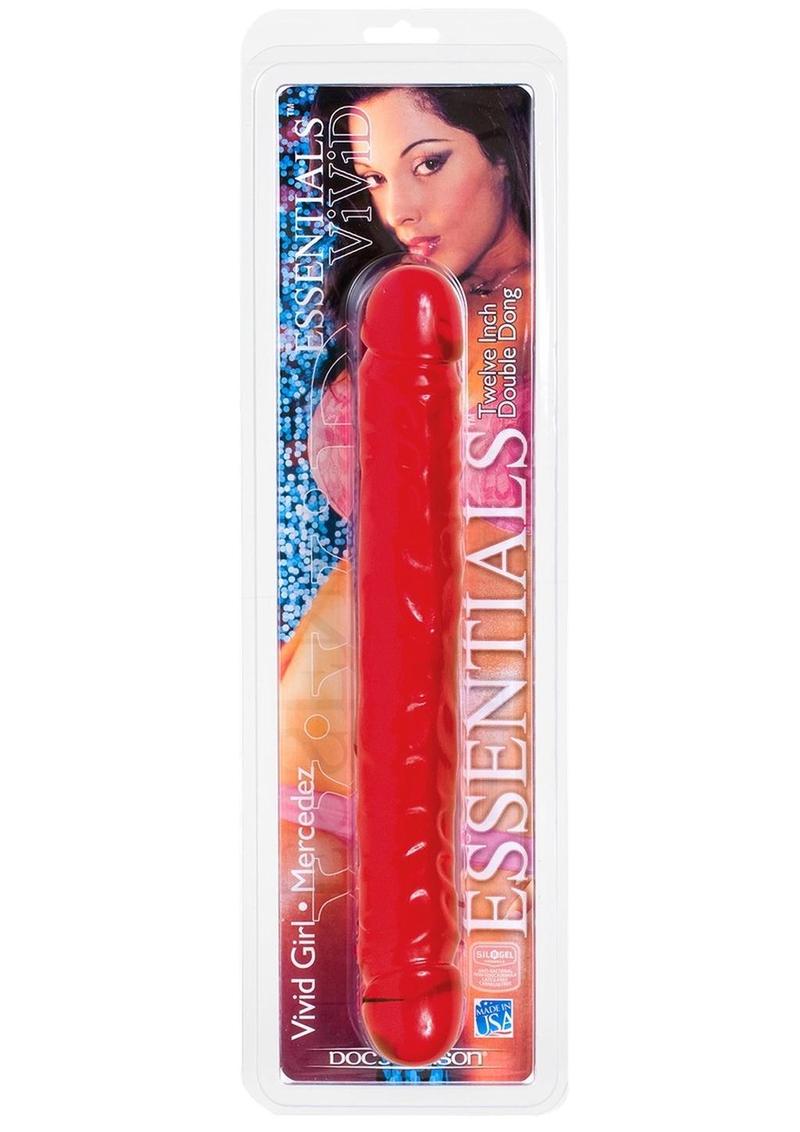 Vivid Essentials Double Dildo - Red - 12in